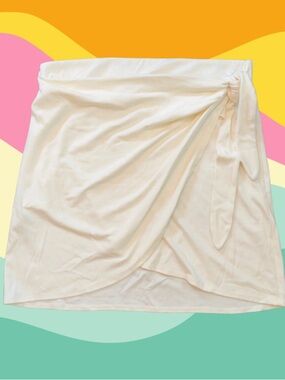 Aritzia Cream Saturn Wrap Mini Skirt with Side Tie